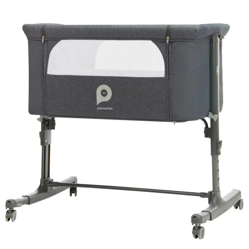 Patut co-sleeper cu roti Premaman Bisoo Grey foto