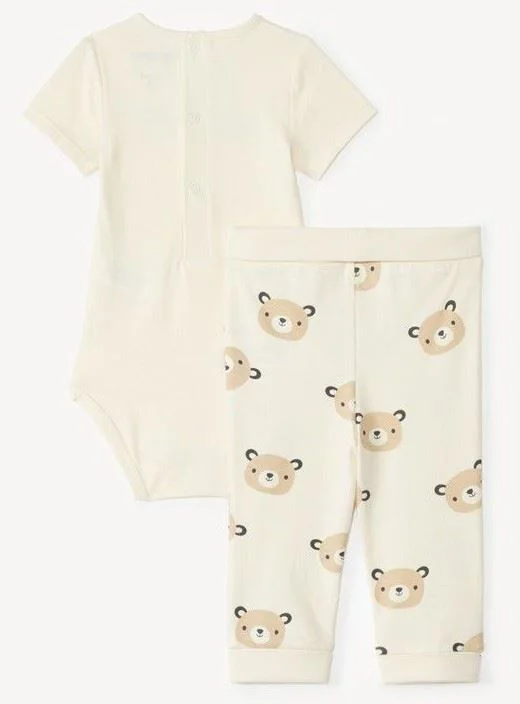 Orchestra Set 3 piese Happy Bear - pantaloni, baveta si body foto
