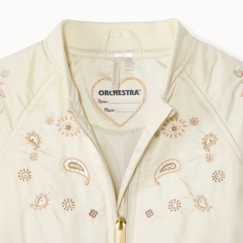 Orchestra Bomber satinat cu broderie Beige foto