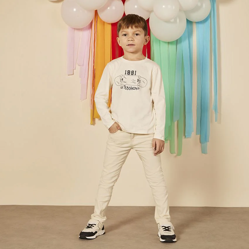 Orchestra Pantaloni slim fit drepti din twill Beige foto
