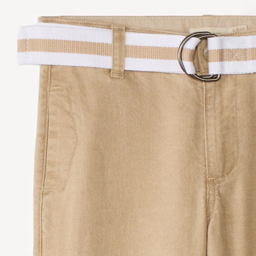 Orchestra Pantaloni drepti din panza cu curea Beige foto