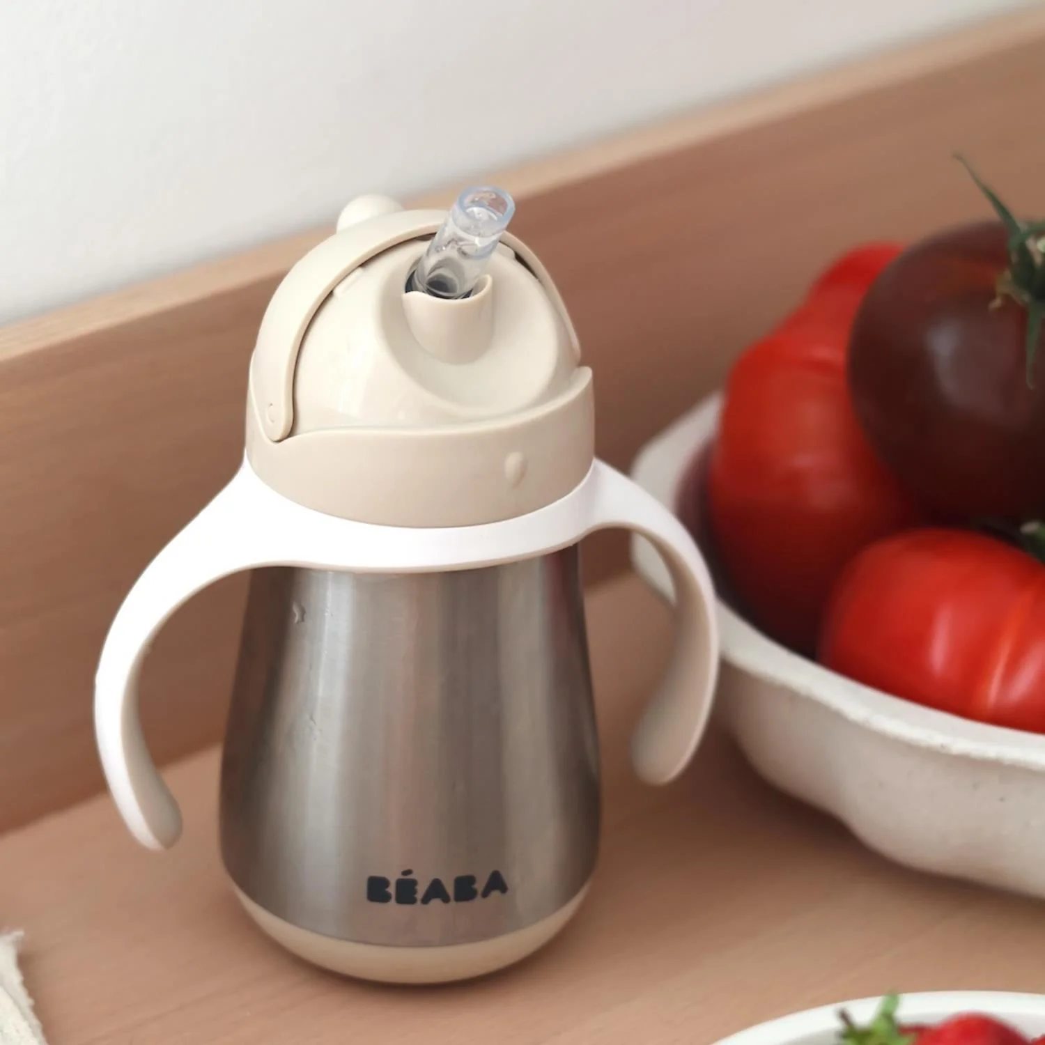 Cana cu pai din inox Beaba Clay, 250 ml foto