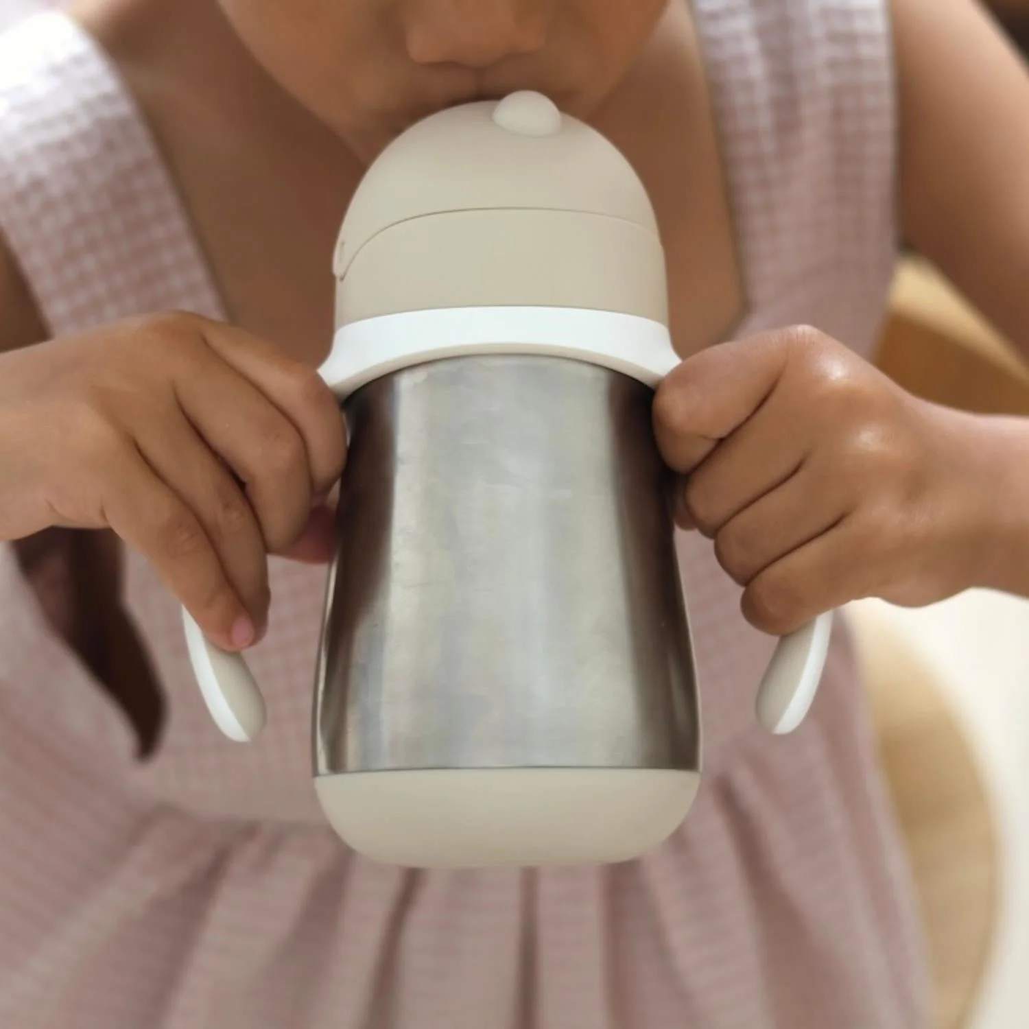 Cana cu pai din inox Beaba Clay, 250 ml foto
