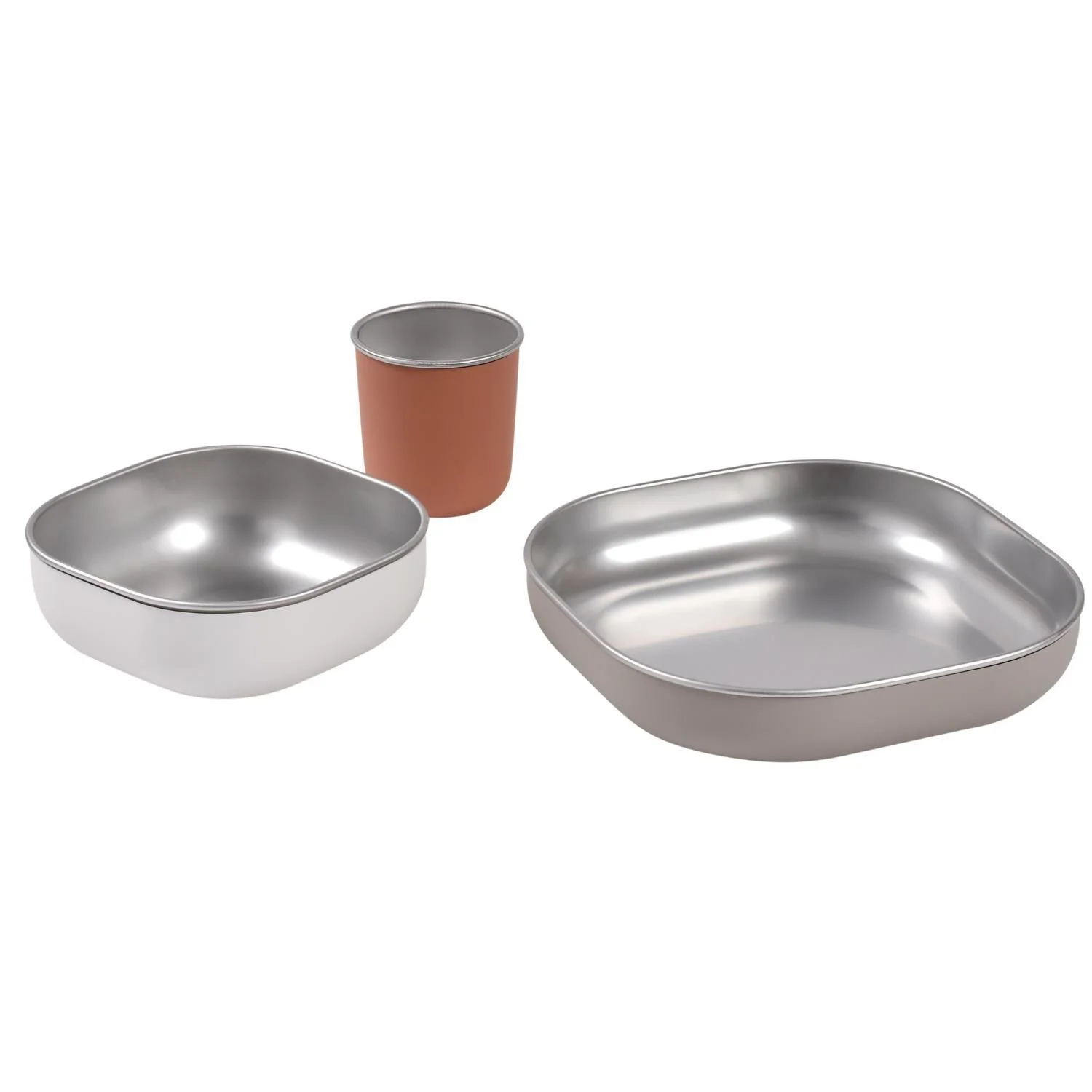 Set de masa din otel inoxidabil Beaba Terracotta, 4 piese foto