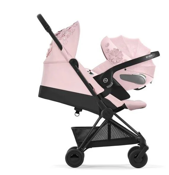 Carucior de plimbare Cybex Coya Matt Black Simply Flowers Pink foto