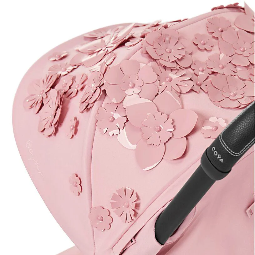 Carucior de plimbare Cybex Coya Matt Black Simply Flowers Pink foto