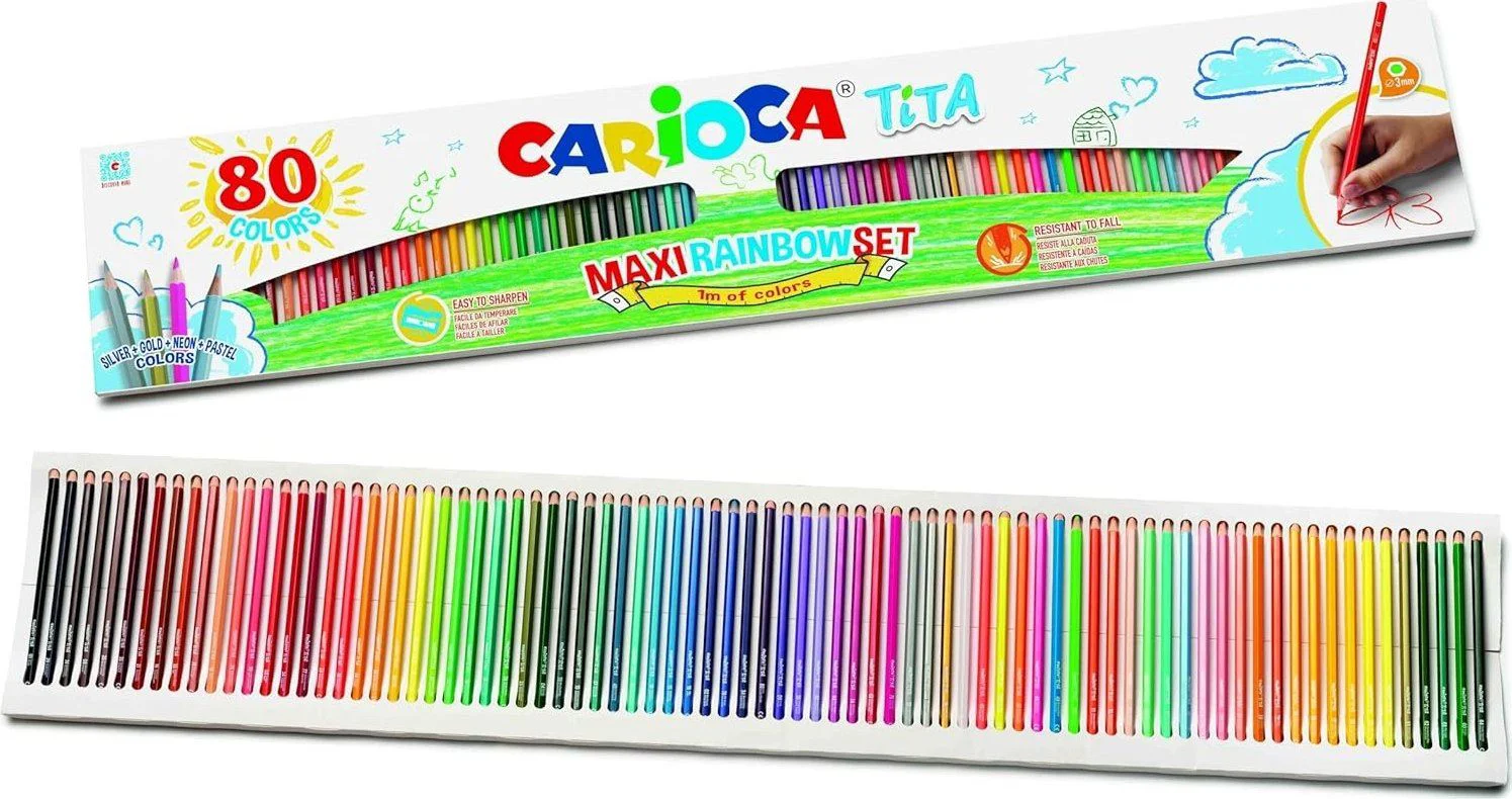 Creioane colorate Carioca Tita Curcubeu, 80 buc. foto