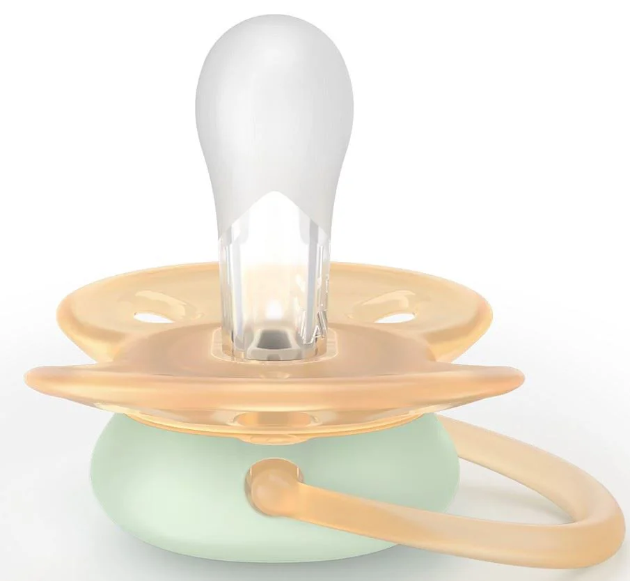 Suzete ortodontice de noapte Philips AVENT Ultra Soft Roz-portocaliu (0-6 luni), 2 buc. foto