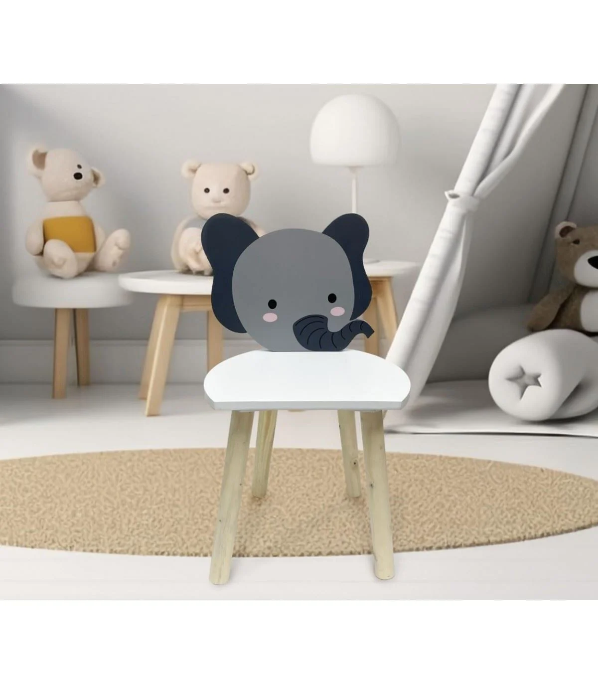 Scaunel din lemn pentru copii U-Grow Elephant foto
