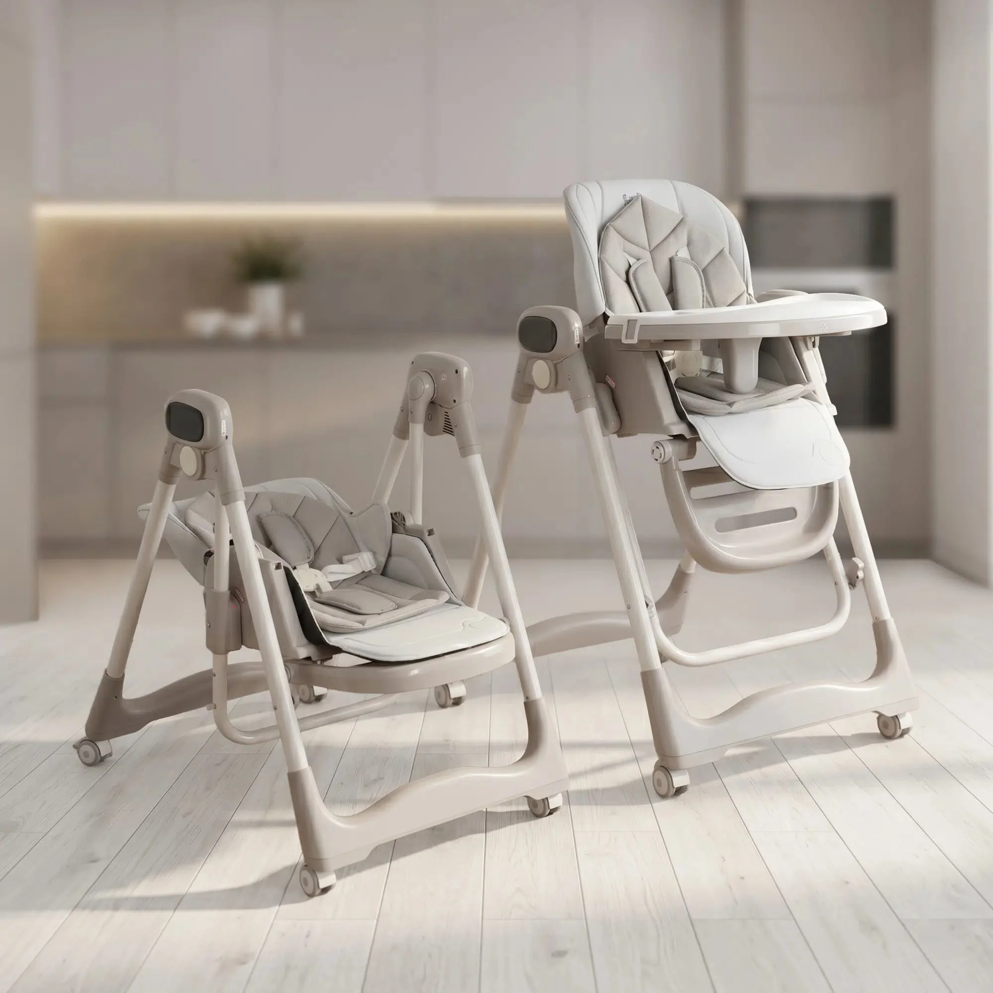Scaun de masa pliabil 2 in 1 cu balansare Moni Fuji Beige foto
