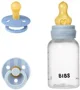 Подарочный набор бутылочка + 2 круглые латексные пустышки BIBS Baby Sprinkle Baby Blue foto