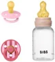 Set cadou biberon + 2 suzete rotunde din latex BIBS Baby Sprinkle Blush foto
