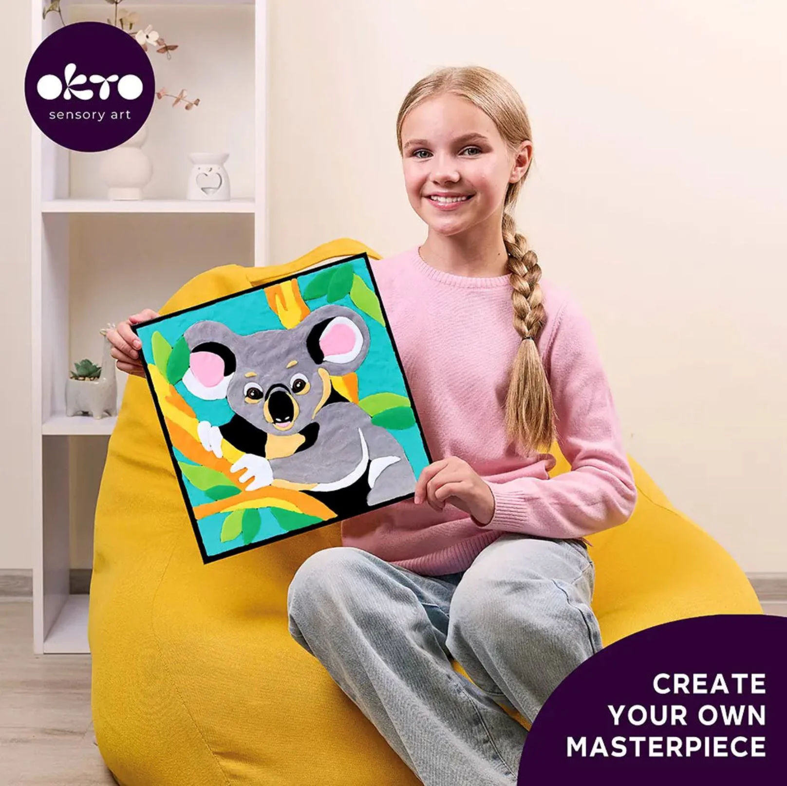 Раскраска по номерам 3D Okto с воздушной глиной Коала, 29×29 см foto