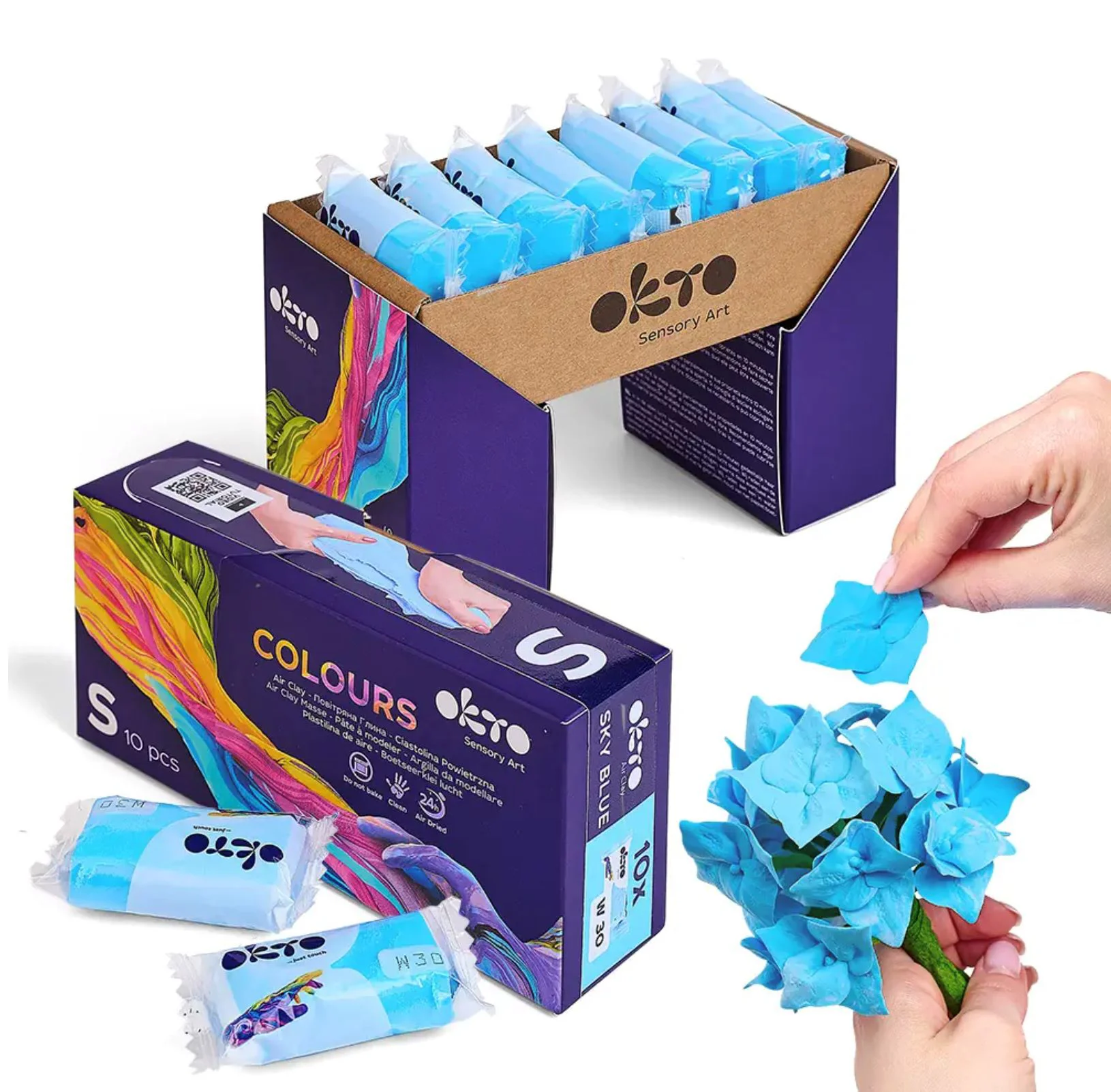 Воздушная глина Okto Colours Голубой, 10 шт. foto