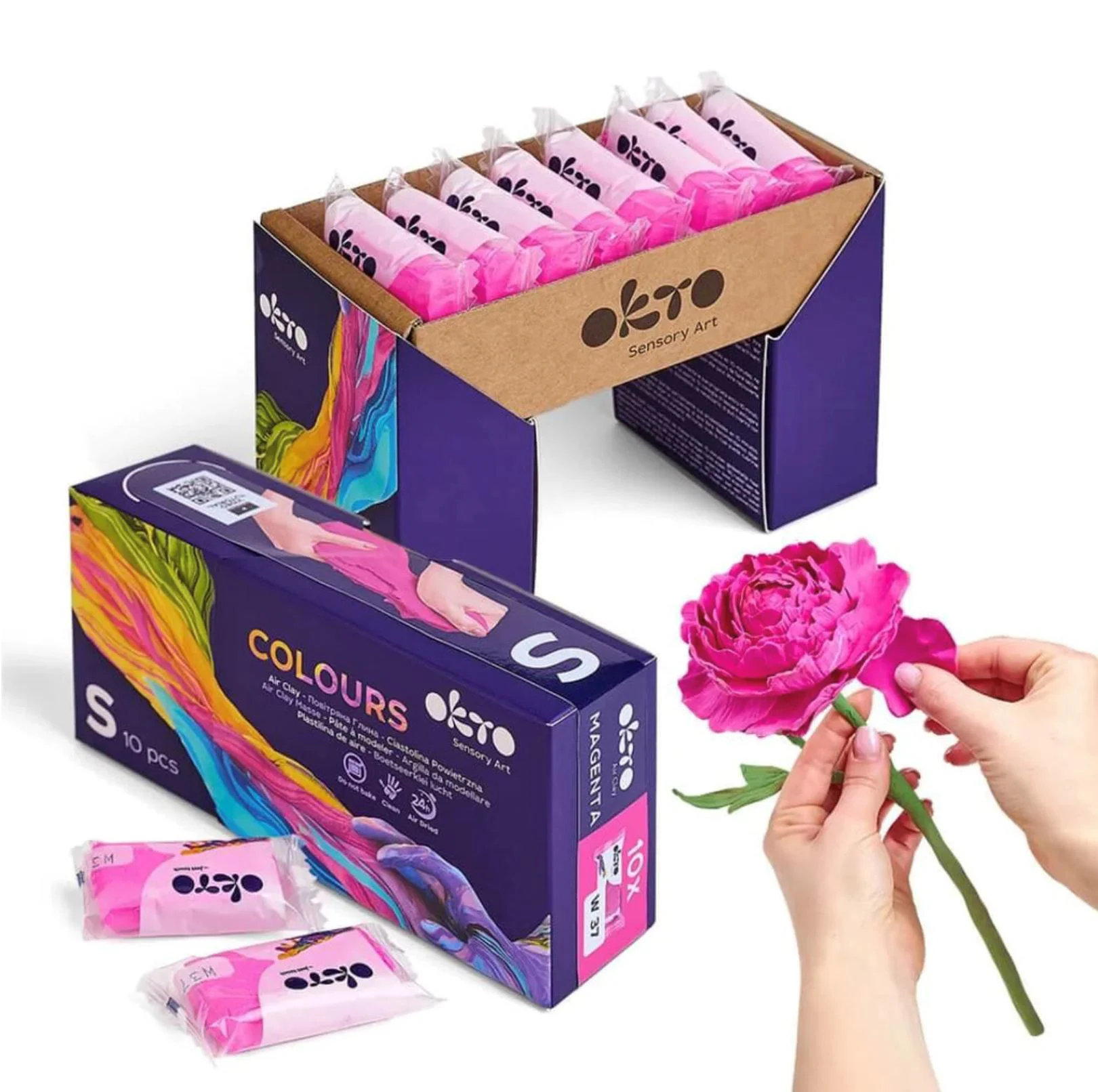 Воздушный пластилин Okto Colours Маджента, 10 эл. foto