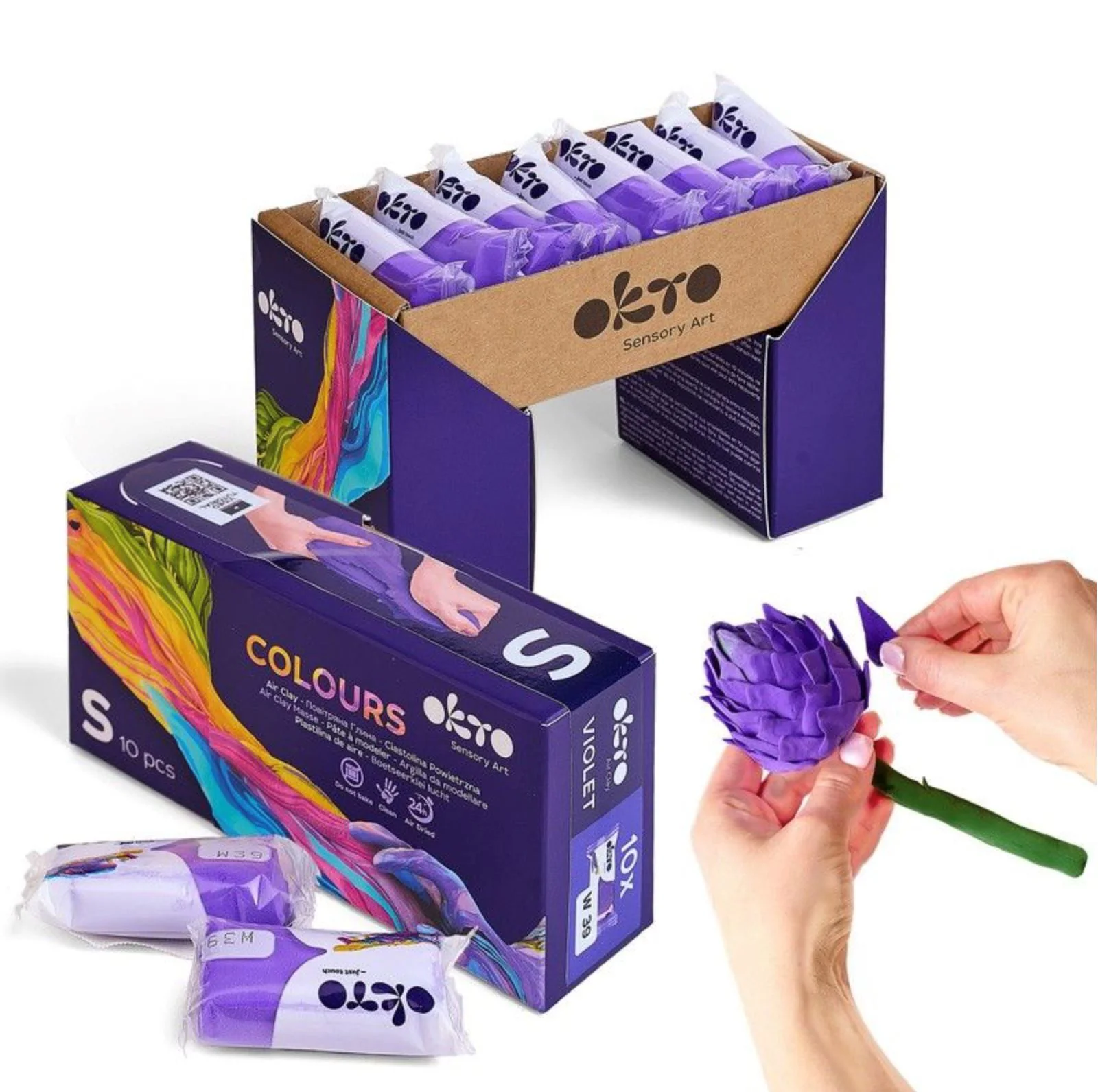 Воздушный пластилин Okto Colours Фиолетовый, 10 эл. foto