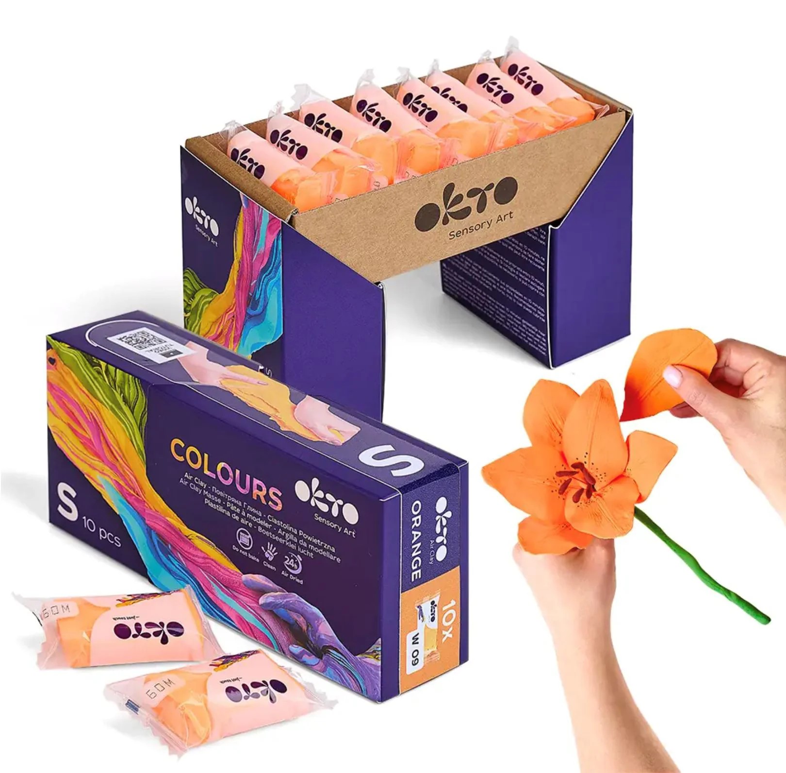 Воздушный пластилин Okto Colours Оранжевый, 10 эл. foto