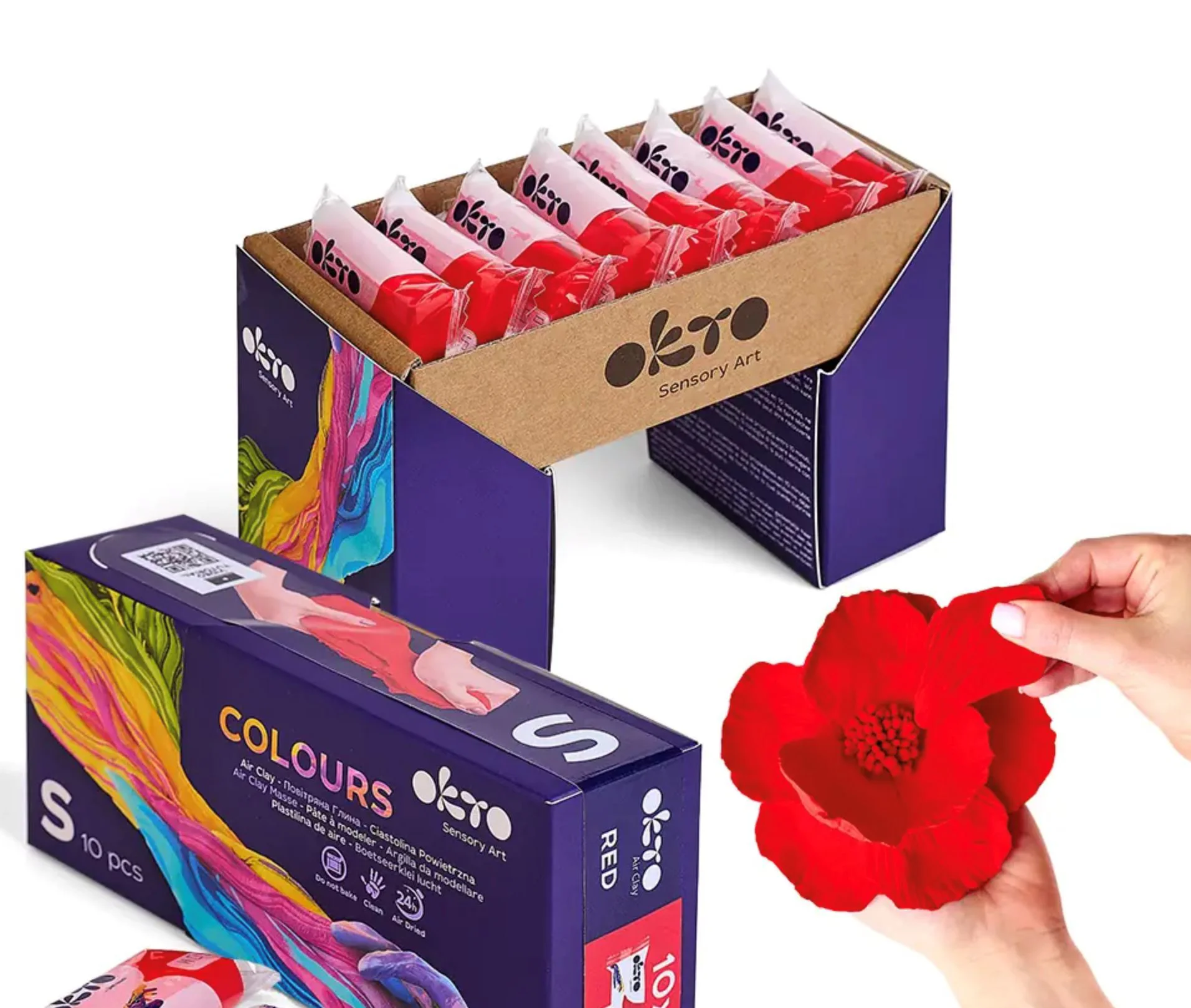Воздушный пластилин Okto Colours Красный, 10 эл. foto