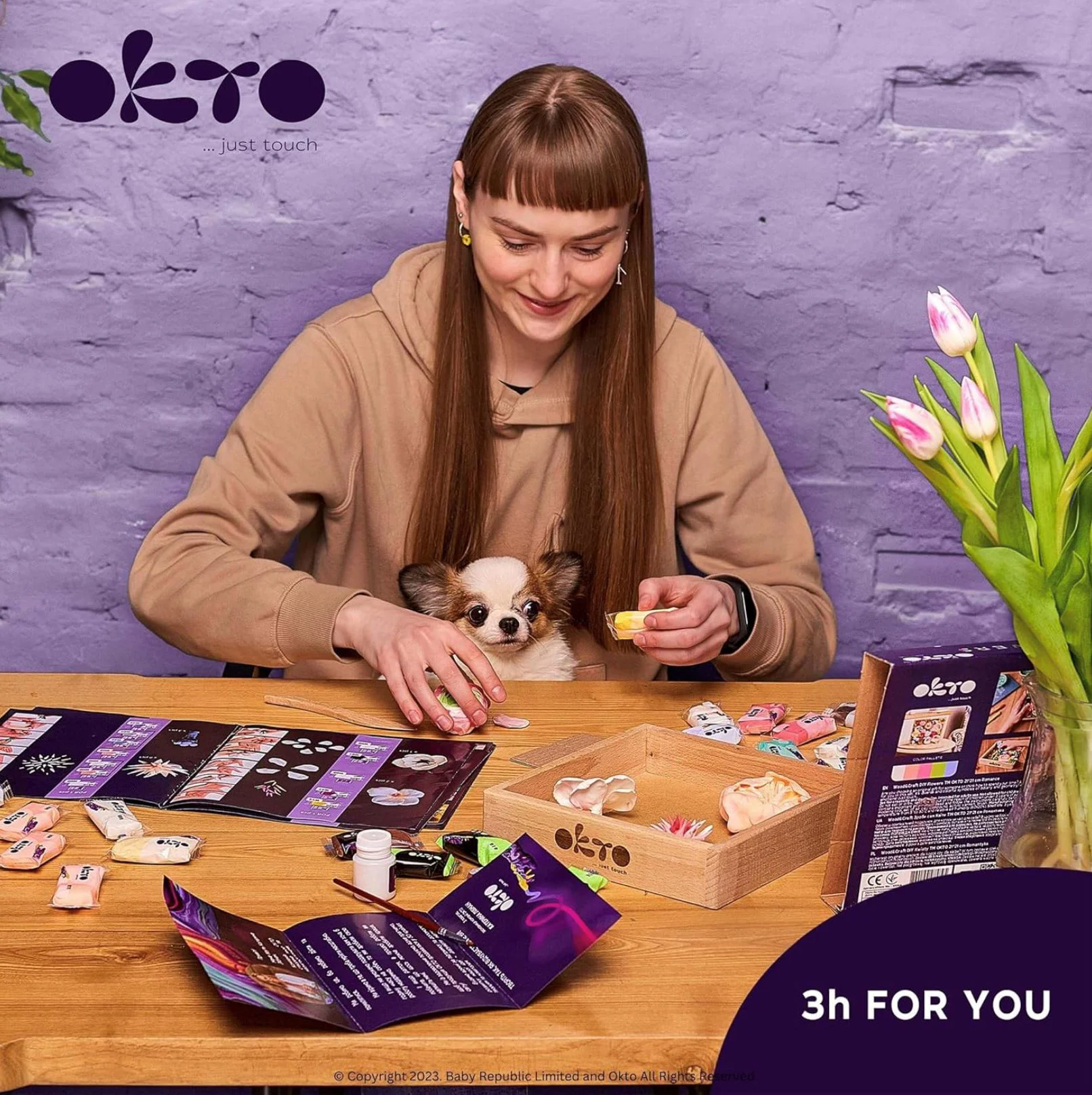 Творческий набор Okto Air Clay с воздушной глиной, Цветы foto
