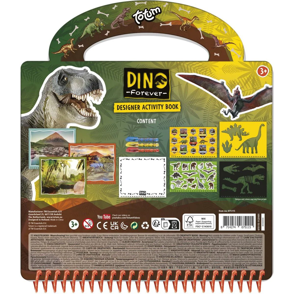 Творческий набор Dino Totum с трафаретами, наклейками, игровыми листами и ручками foto