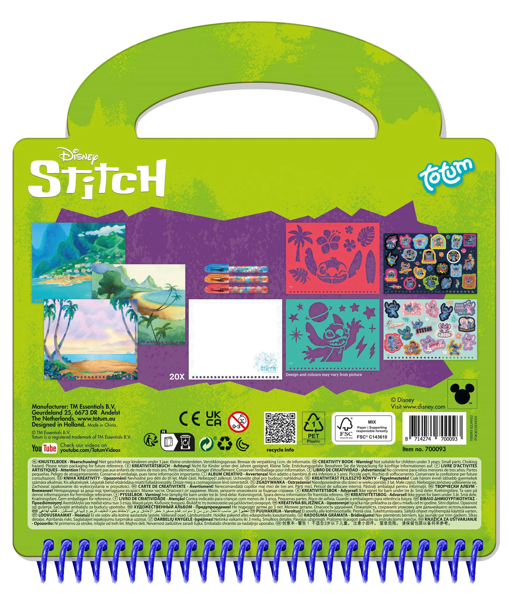 Творческий набор Stitch Totum с трафаретами, наклейками, игровыми листами и ручками foto