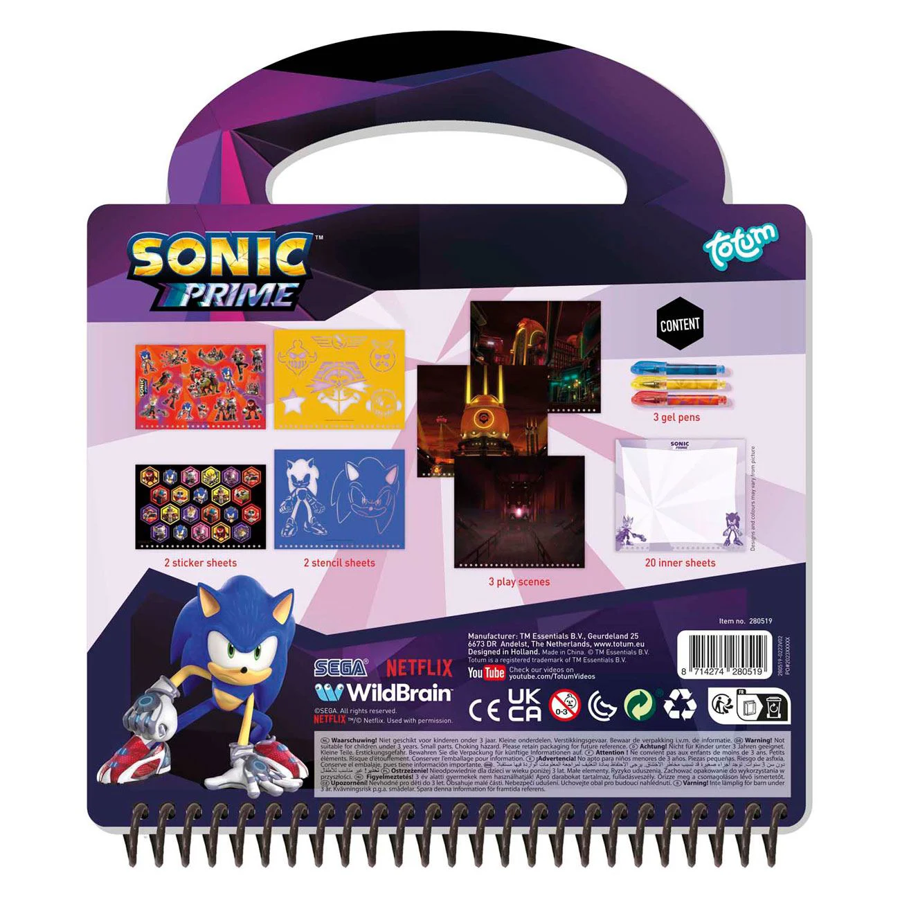 Творческий набор Sonic Totum с трафаретами, наклейками, игровыми листами и ручками foto