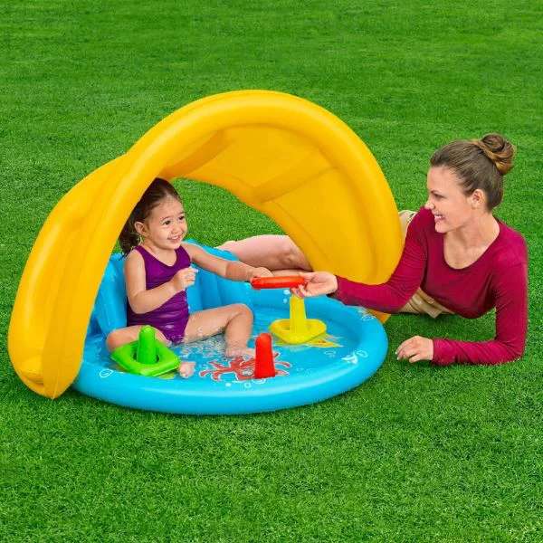 Piscina cu parasolar Bestway Scoica de mare, 115x89x76 cm foto