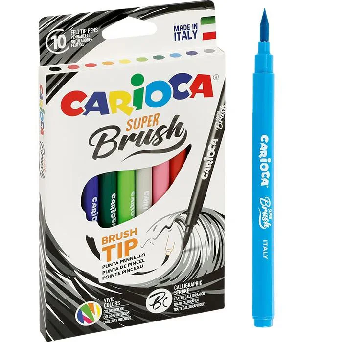 Set carioci cu varf pensula Carioca Super Brush, 10 buc. foto
