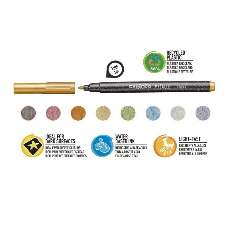 Набор металлических фломастеров Carioca Metallic Fine, 8 шт. foto