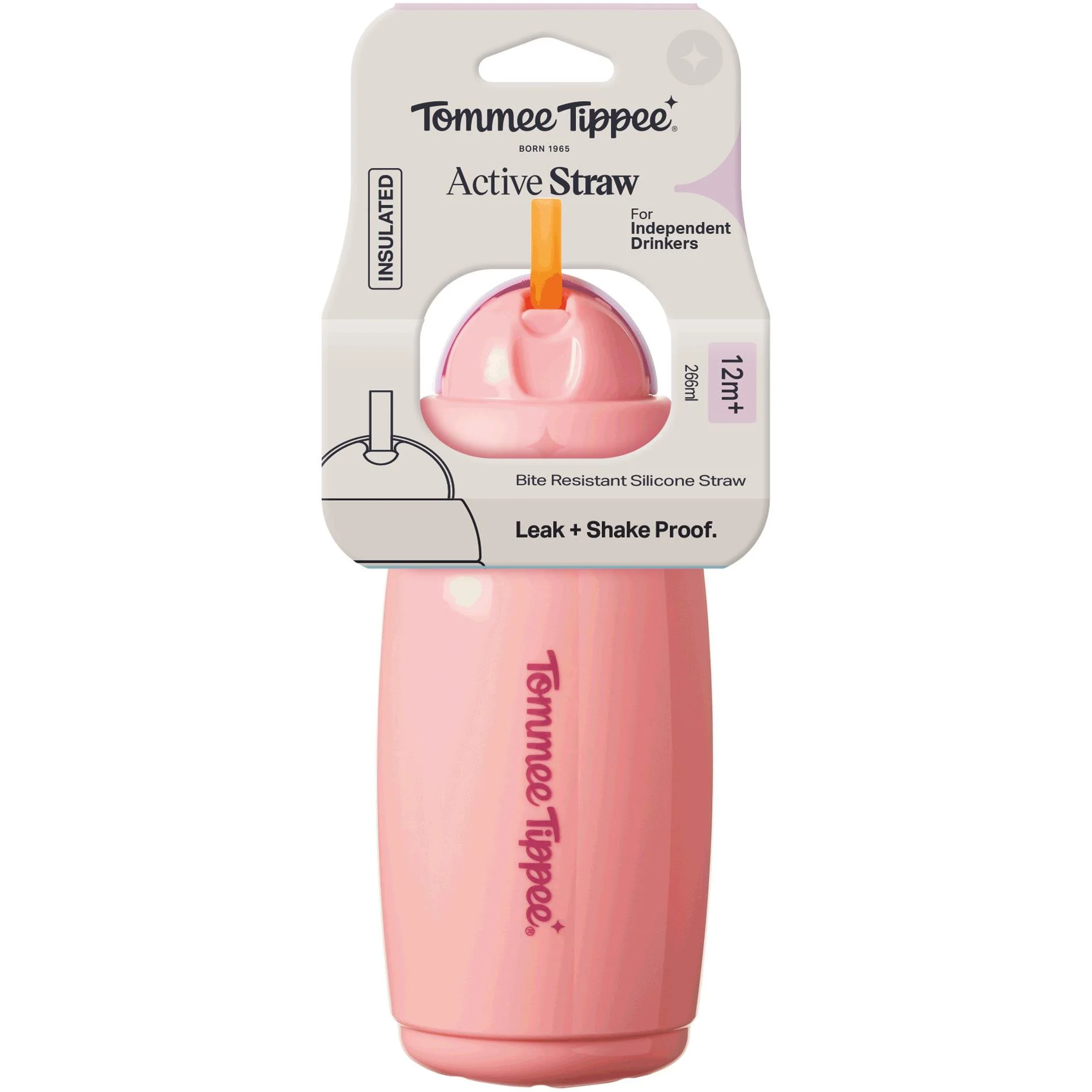 Cana izoterma cu pai Tommee Tippee Explora Pink (12+ luni), 266 ml foto