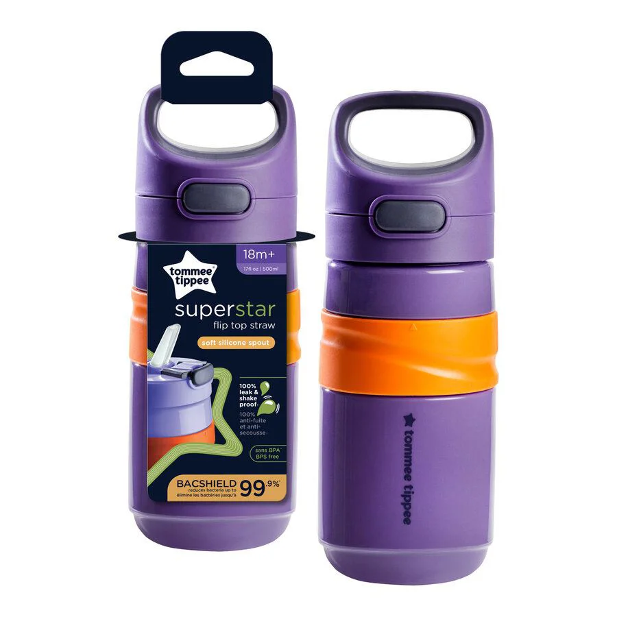 Cana cu pai Flip Top Tommee Tippee Purple (18+ luni), 500 ml foto