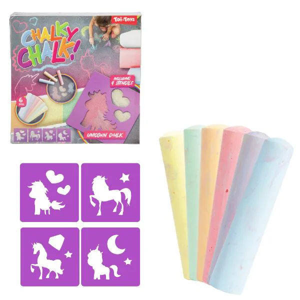 Набор мелков Unicorn Toi-Toys, 6 шт. + 4 трафарета foto
