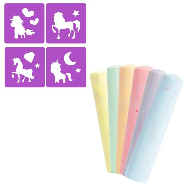 Набор мелков Unicorn Toi-Toys, 6 шт. + 4 трафарета foto