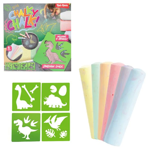 Набор мелков Dinosaur Toi-Toys, 6 шт. + 4 трафарета foto
