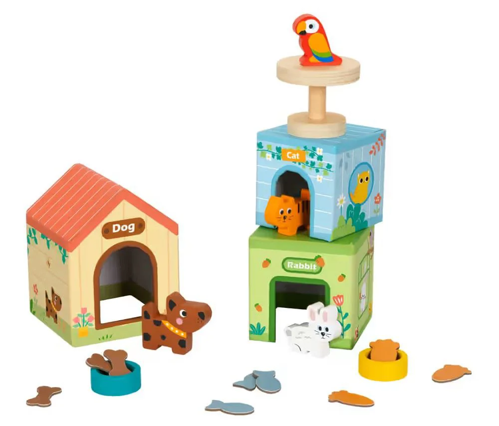 Set casute din lemn Tooky Toy pentru animale de companie foto