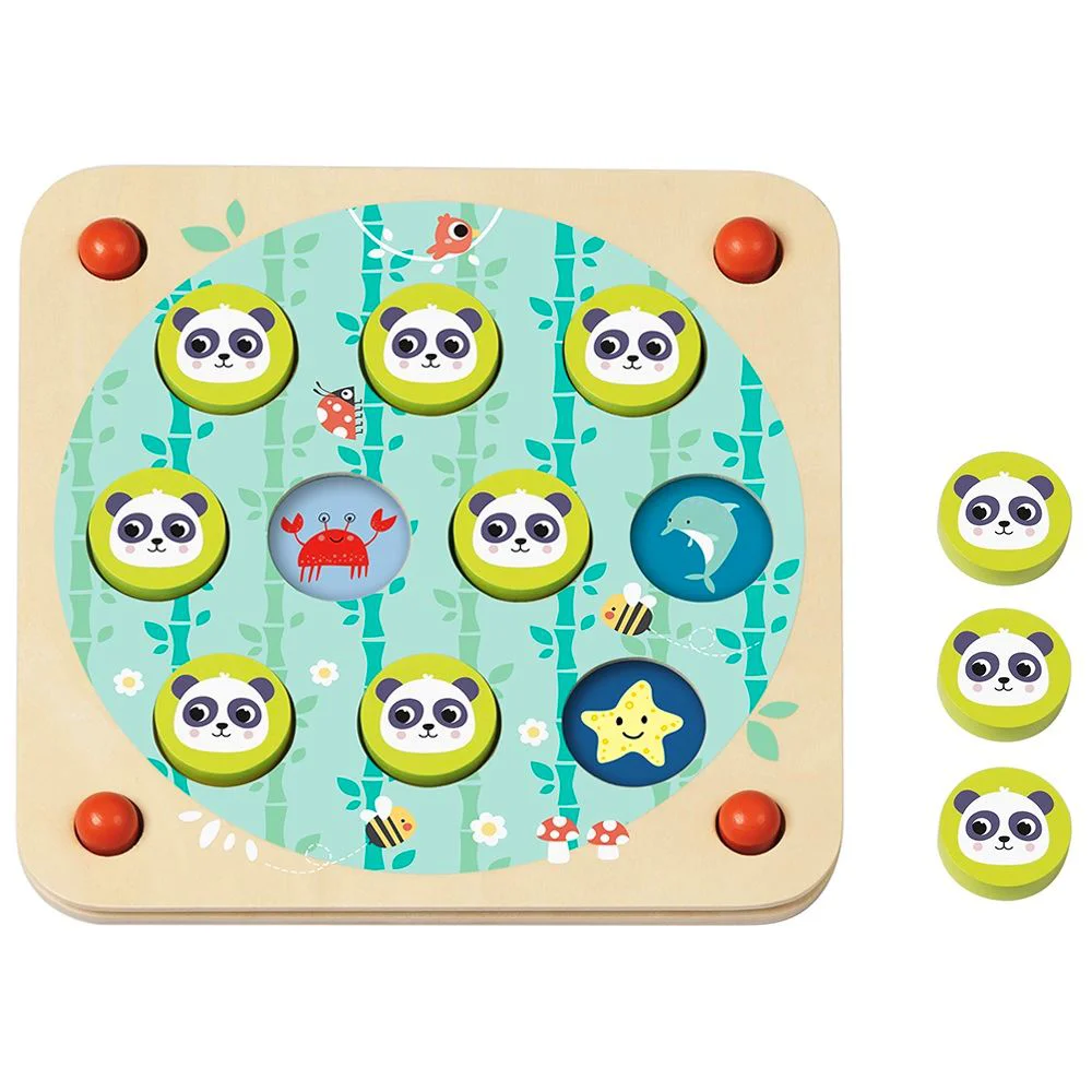 Joc 2 in 1 din lemn Tooky Toy Memorie si Tic Tac Toe foto