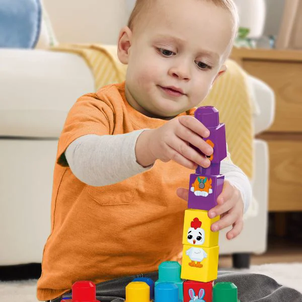 Set de constructie educativ Mattel Tractor cu animale foto