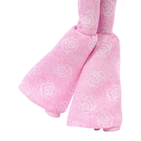 Papusa Barbie "Fashionista in top roz din denim si blugi evazati" foto
