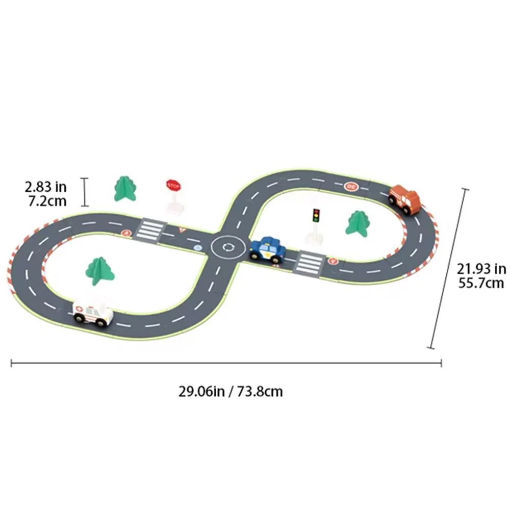 Set de joaca din lemn Tooky Toy Pista auto cu accesorii foto