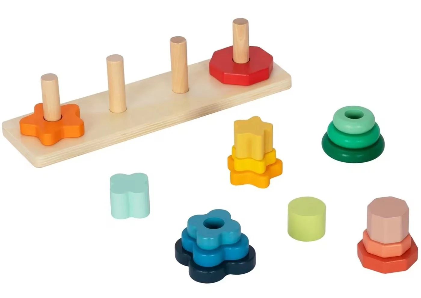 Piramida din lemn cu sortator Tooky Toy foto