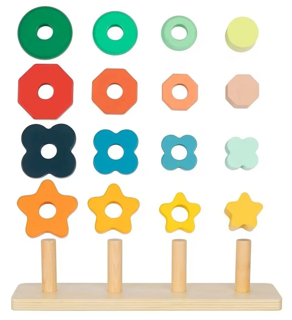Piramida din lemn cu sortator Tooky Toy foto