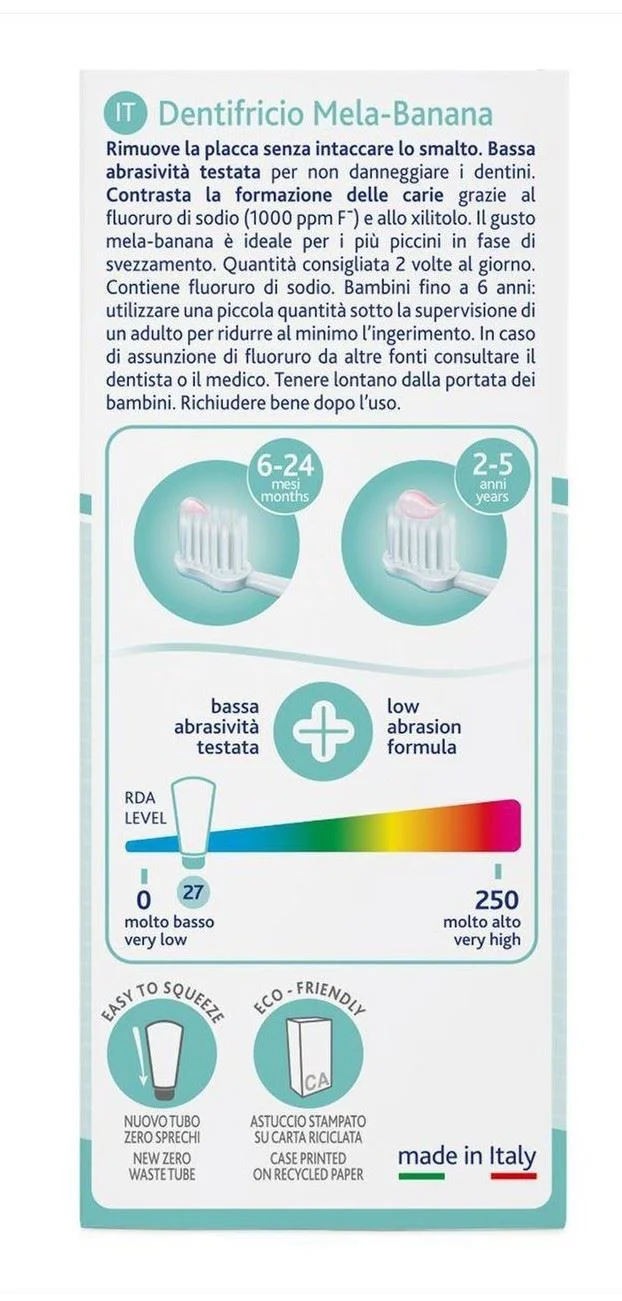 Pasta de dinti pentru copii cu flour Chicco cu gust de mar si banana (6+ luni) , 50 ml foto