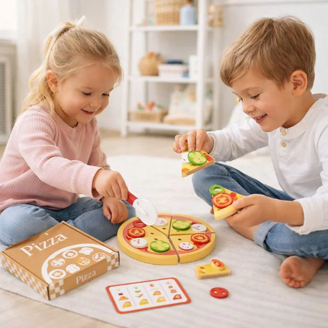 Деревянный игровой набор для нарезки пиццы Tooky Toy foto