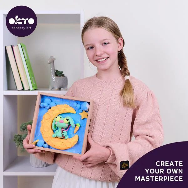 Творческий набор с воздушным пластилином Okto DIY Air Clay Маленькие миры. Зайчик на Луне foto