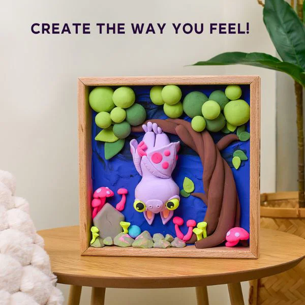 Творческий набор с воздушным пластилином Okto DIY Air Clay Маленькие миры. Летучая мышь foto