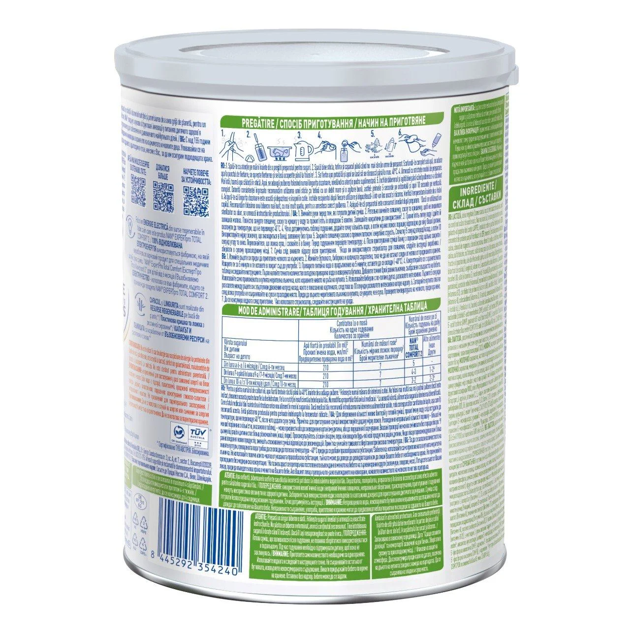 Formula de lapte Nestle NAN Total Confort 2 (6-12 luni), 800 g foto