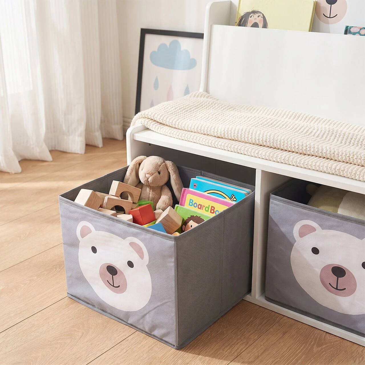 Bancuta cu spatiu de depozitare pentru jucarii si carti U-Grow Bear foto