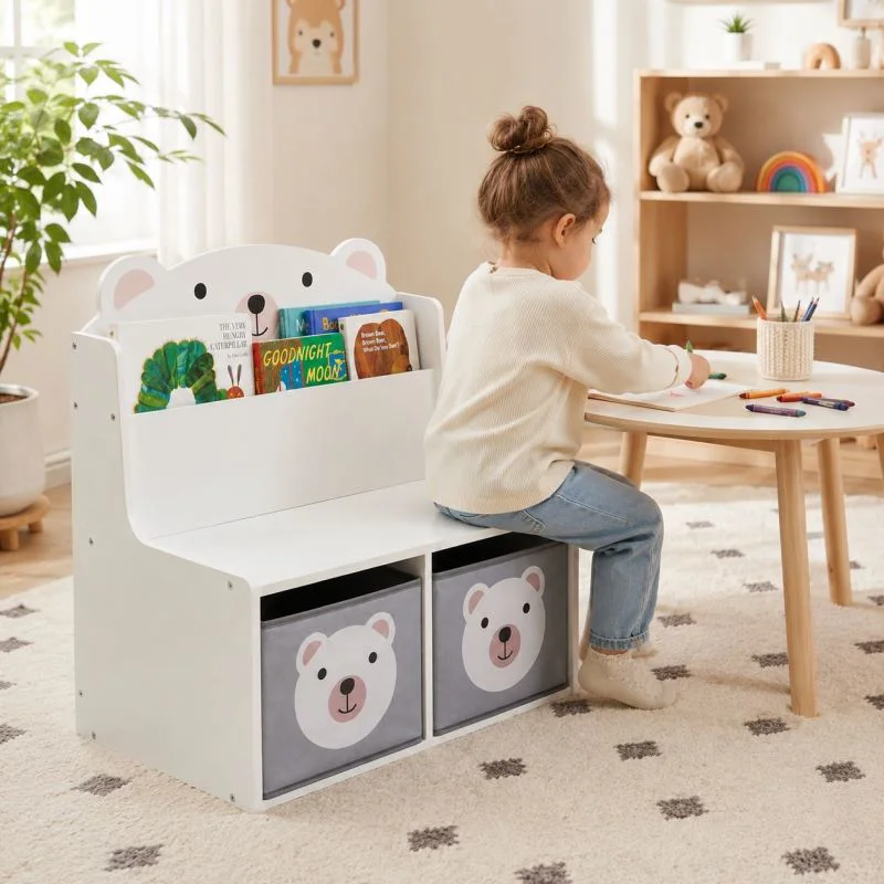 Bancuta cu spatiu de depozitare pentru jucarii si carti U-Grow Bear foto