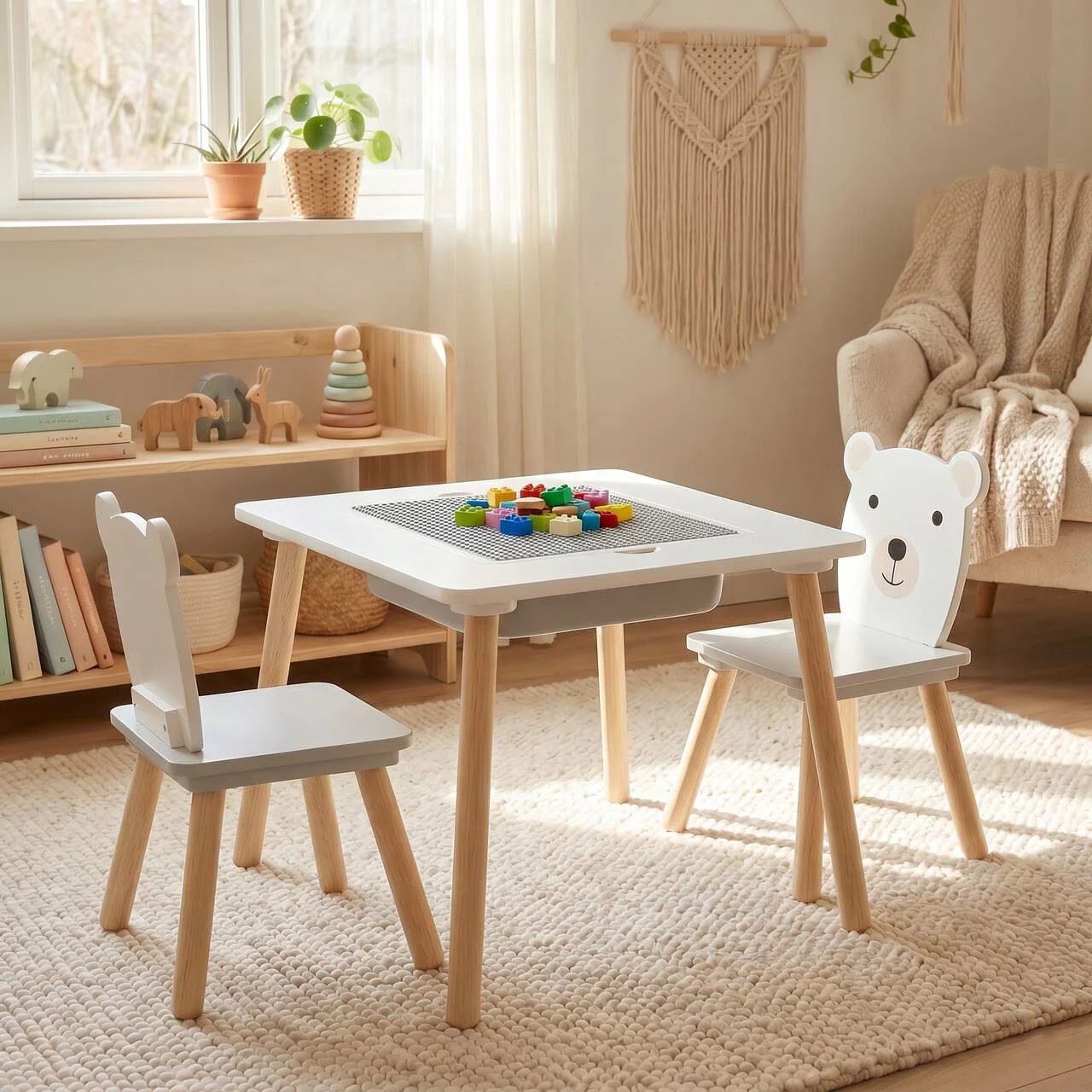 Masuta multifunctionala 2-in-1 si 2 scaunele U-Grow Bear foto