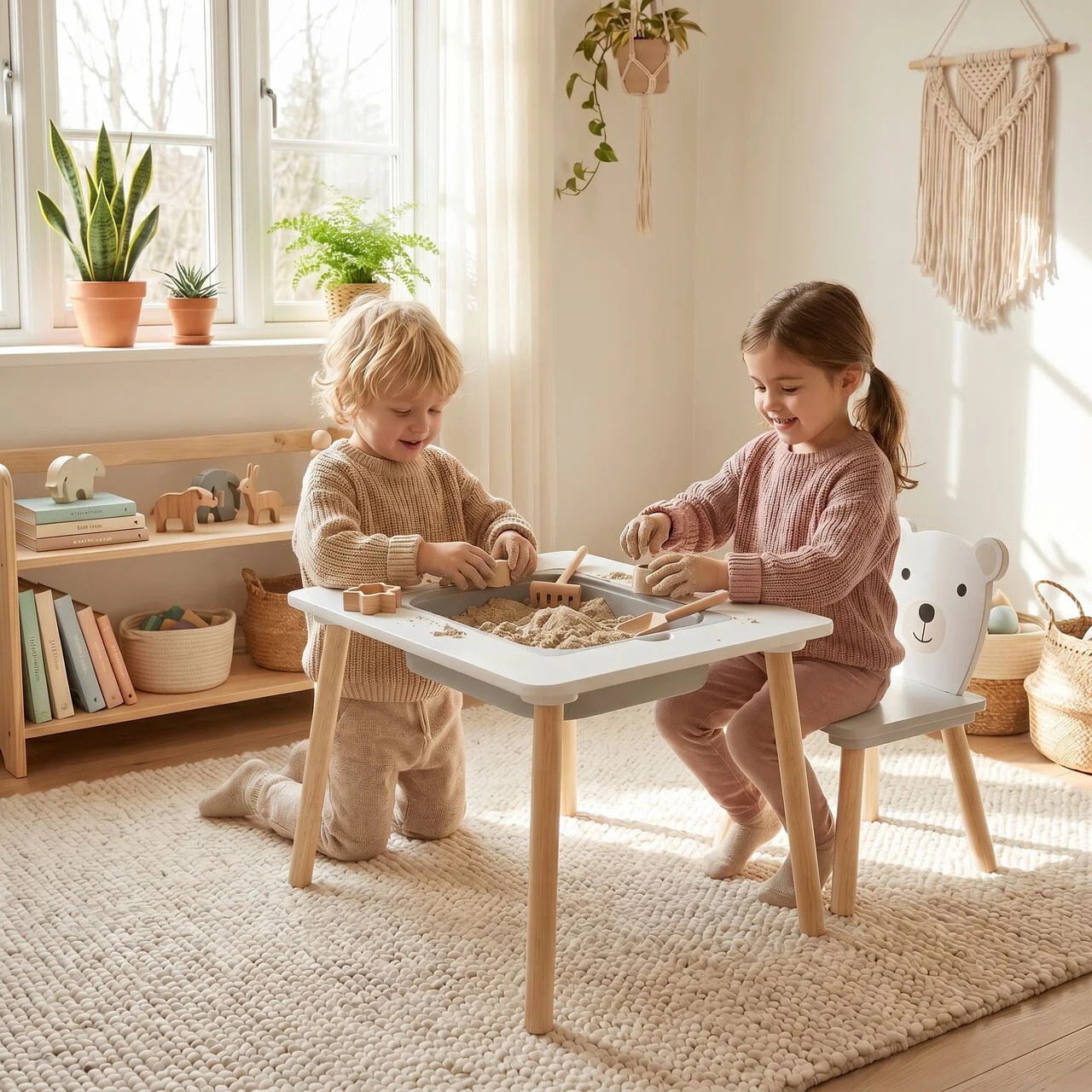 Masuta multifunctionala 2-in-1 si 2 scaunele U-Grow Bear foto